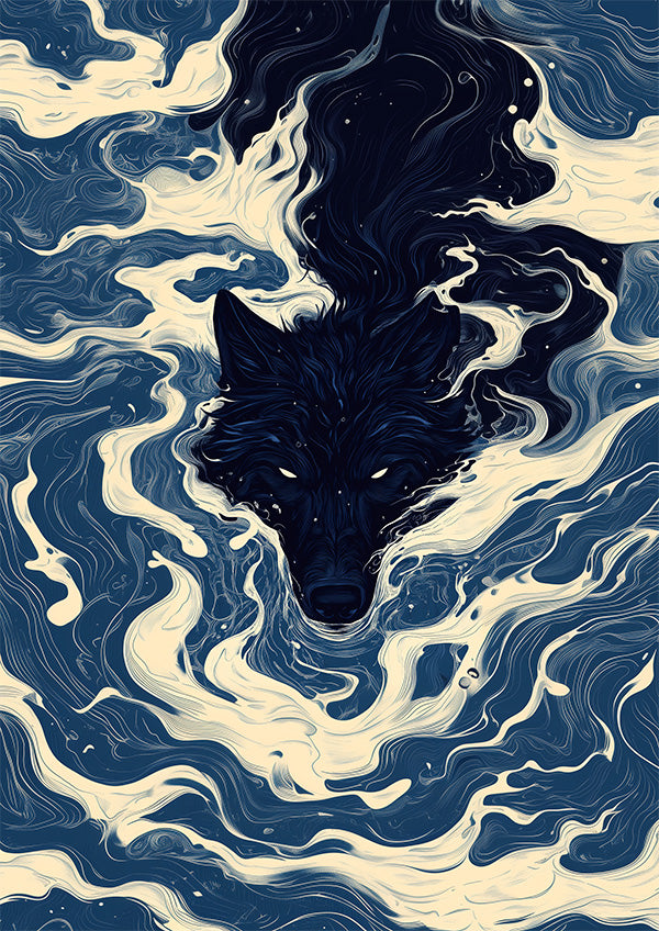 Swimming wolf